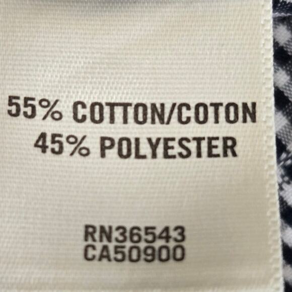 Gingham Blouse XXS Black White Check Button-Up Cotton Blend Tie Sleeve - Picture 8 of 9